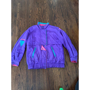 Women's LODI Purple Pink Colorblock Windbreaker Jacket L